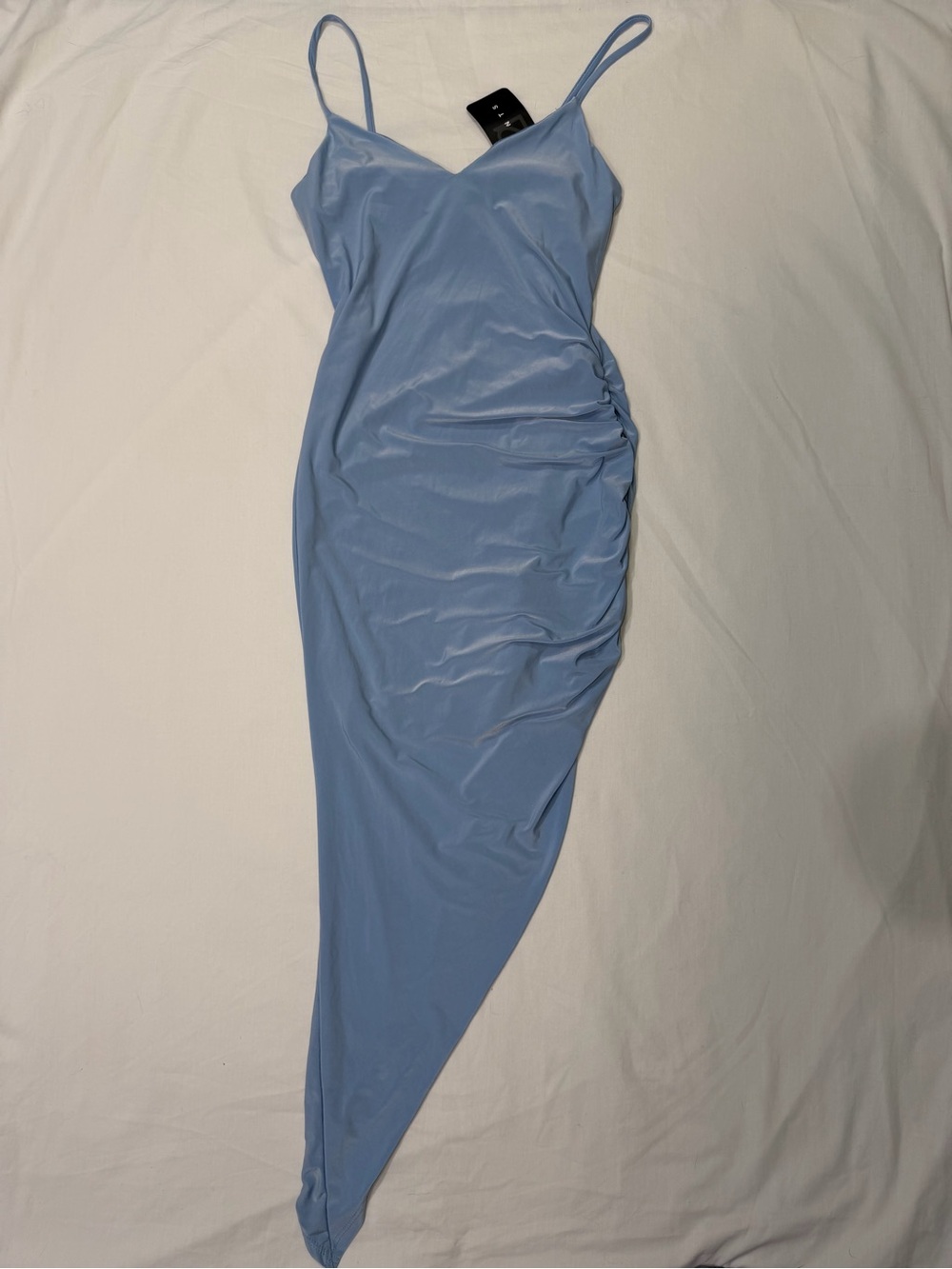 21 Saints light blue Asymmetrical Ruched Bodycon dress size S NWT